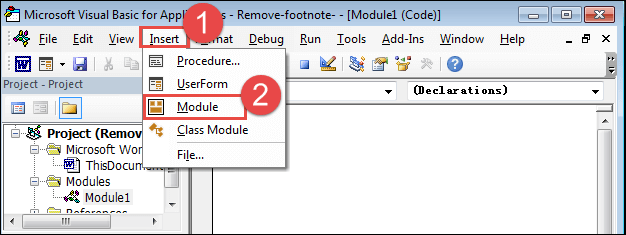 open module under insert category