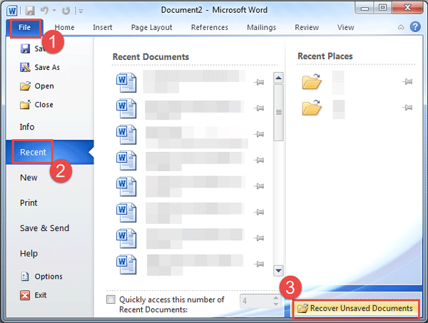 Recover unsaved Documents