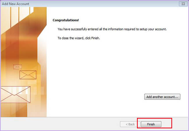 finish Yahoo mail in Outlook 2010