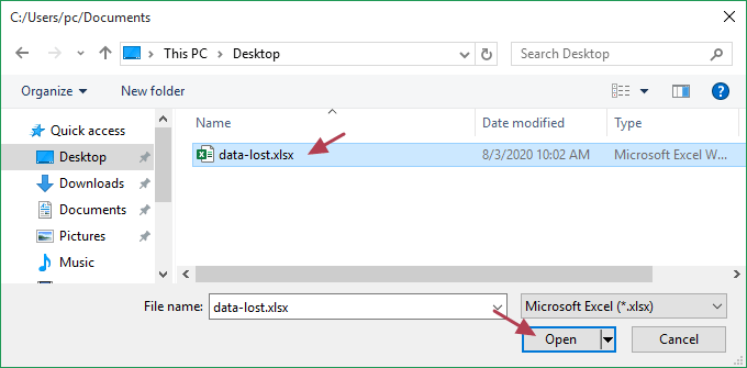 add xlsx file in open dialog