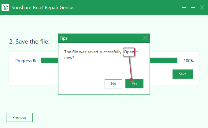 open recovered excel file