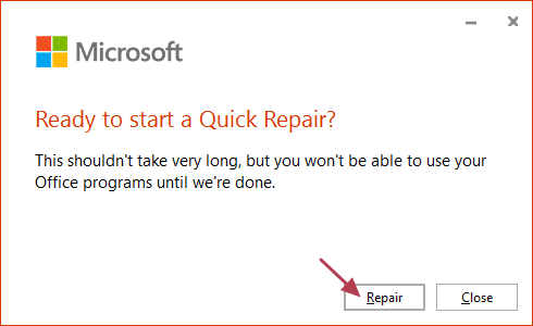 start quick repair