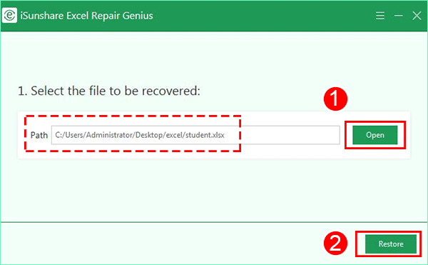 add the excel file and click Restore