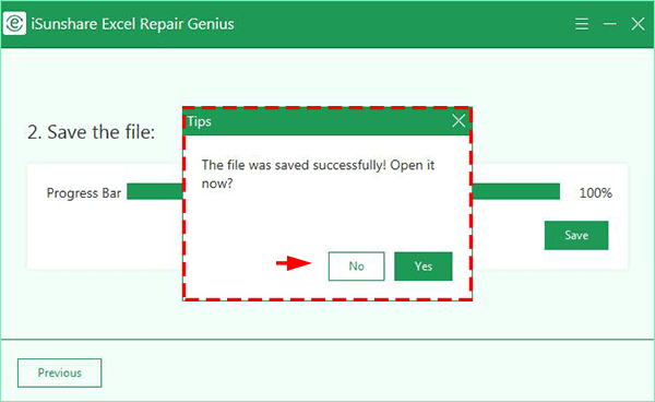 open the repaied excel file or not