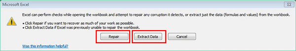 select Repair or Extract data option
