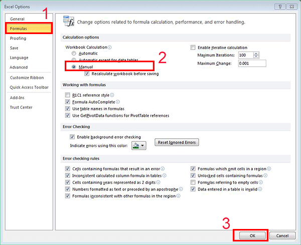 set workbook calculation option to manual