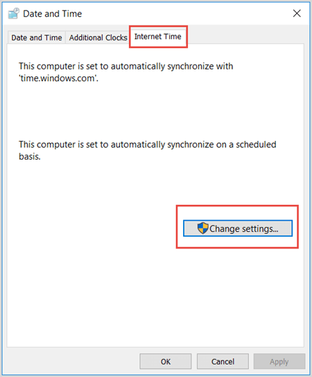 change settings of internet time