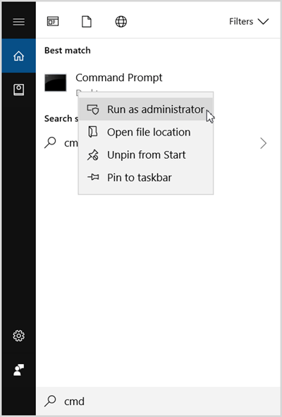 run as command prompt as administrator