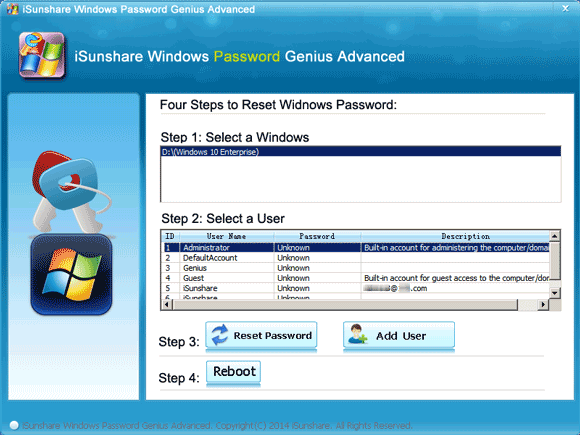 Ripristina la password di Windows 10 con disco USB