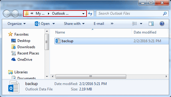 find outlook data file in outlook account settings