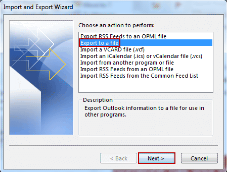 export outlook information to a file