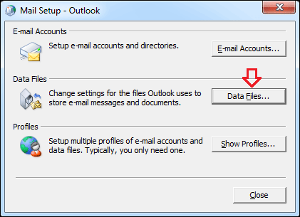 Klicken Sie im Mail-Setup auf Datendateien