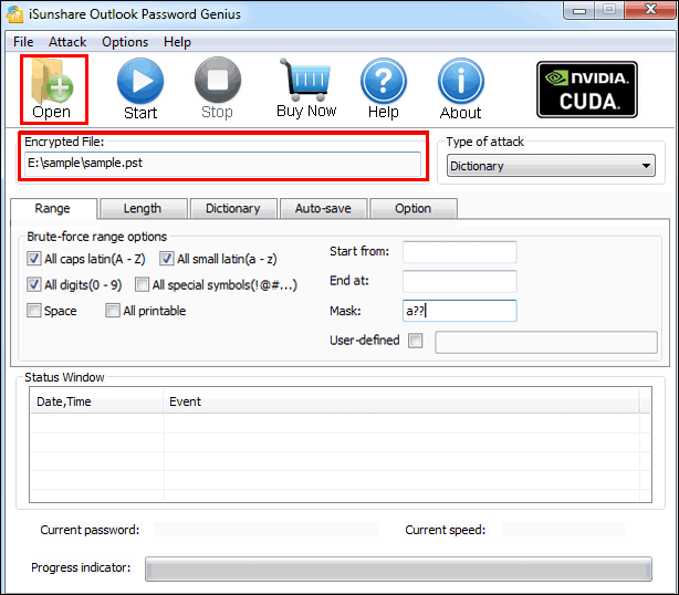 Datei in Outlook Passwort Genie importieren