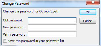 change outlook data file password dialog