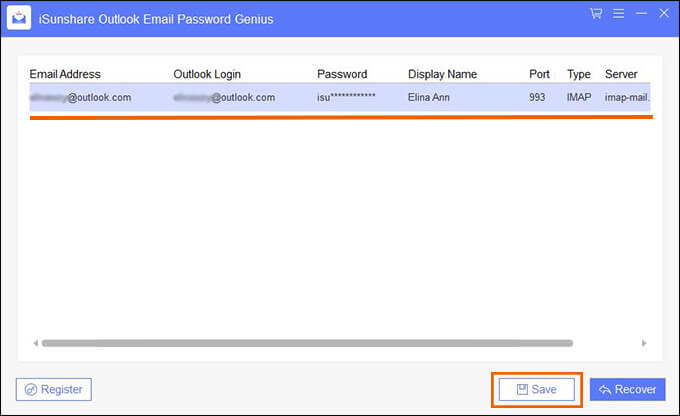 recover Outlook email password stored in MS Outlook