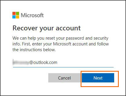 recover outlook email account