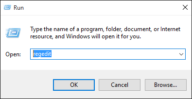 type regedit into run
