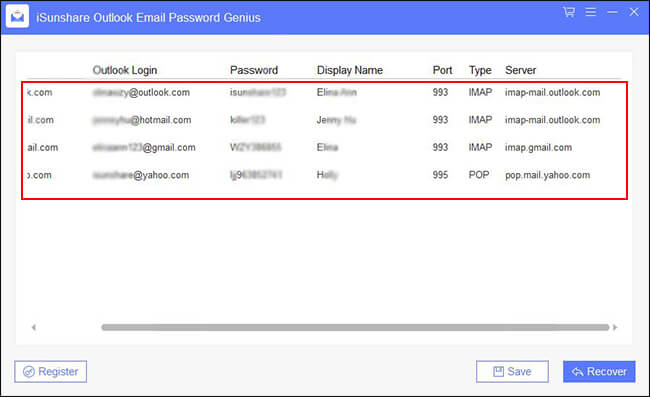 recover and view saved email password from Outlook