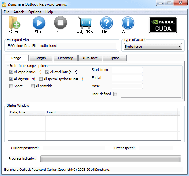 isunshare outlook password genius user interface