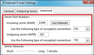 internet email advanced settings