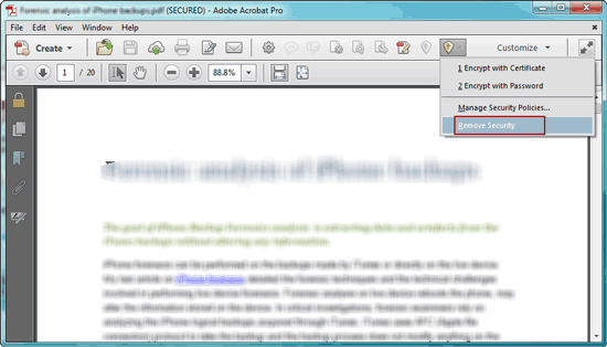 choose PDF file Remove Security option