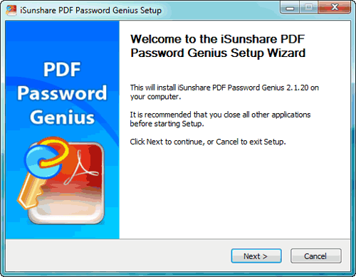 install PDF Password Genius to unlock PDF file