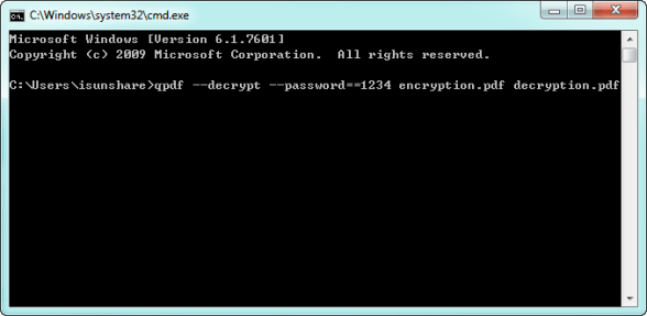 open encrypted PDF file with command