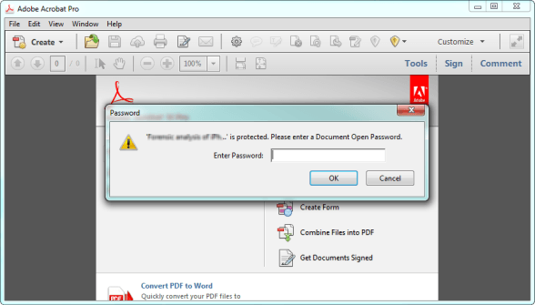 open password protected PDF file password