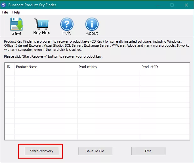 view Microsoft 365 product key with iSunshare Product Key Finder