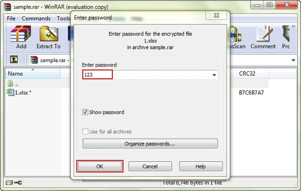 unrar encrypted rar file with retrieved password