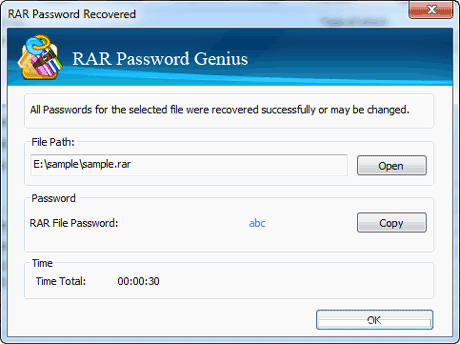 recover locked RAR file password successfully