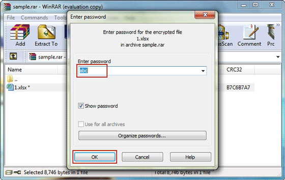 sblocca file RAR protetto da password con password recuperata