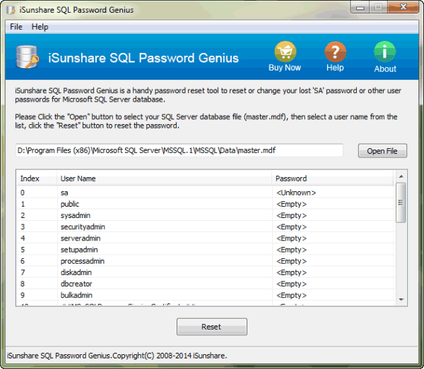 import password protected SQL Serve Master *.mdf file