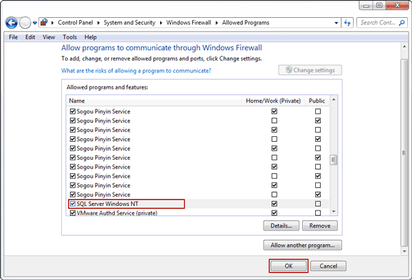 successfully configure Windows Firewall to allow SQL Server access