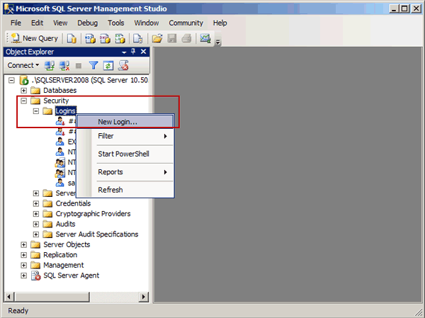 create SQL Server login