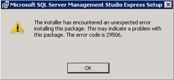 sql installer failing 29506