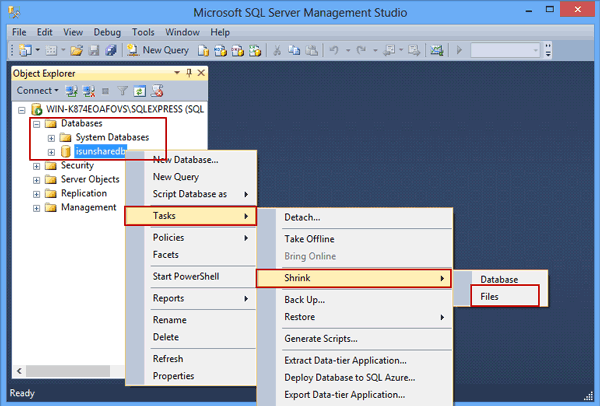 naviagte to database to choose file option