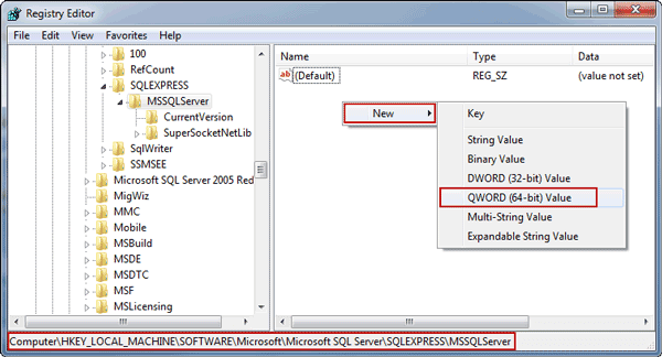 create new entry NumErrorLogs in registry editor