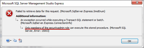 error when configure SQL Server logs
