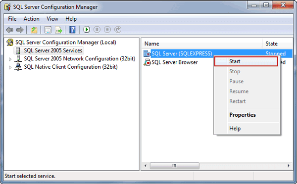 restart SQL Server instance