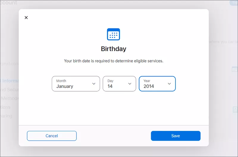 change the birth date