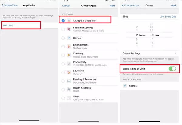 enable Block at end of limit