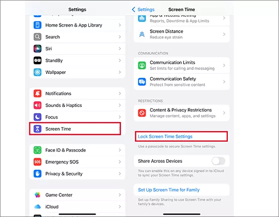 set a screen time passcode