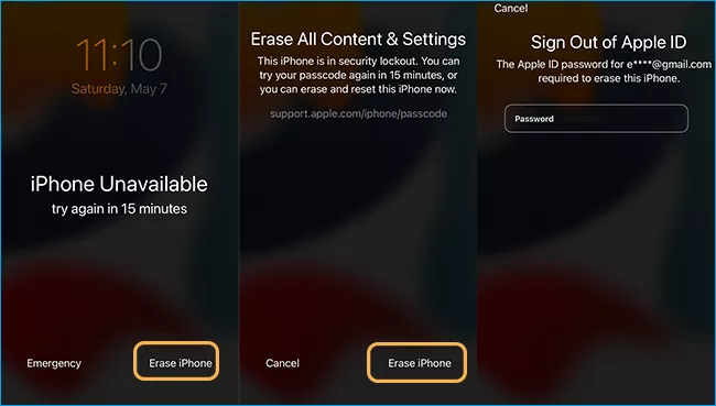 tap Erase iPhone