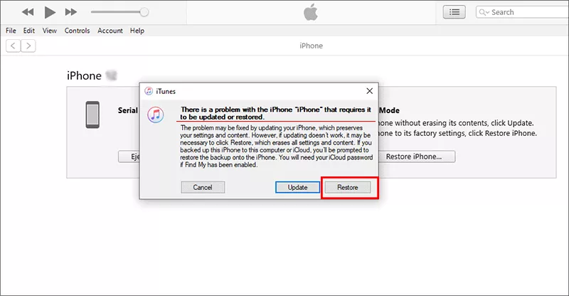 restore iPhone in recovery mode