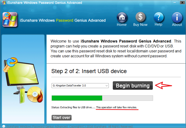 burning a password reset disk