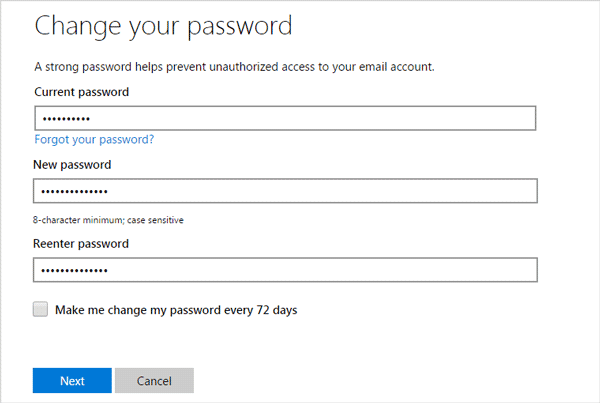 change microsoft account password to unblock it