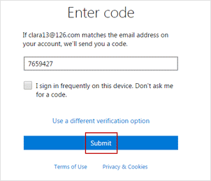 enter code to verify blocked microsoft account