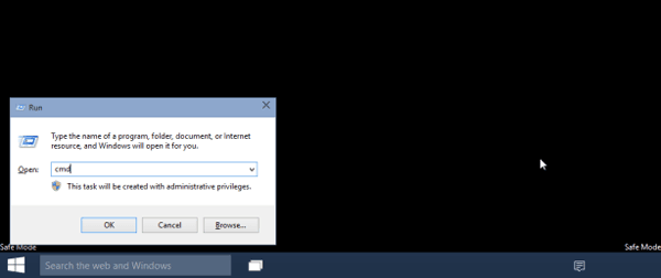 run command prompt in Windows 10 safe mode