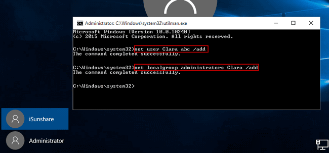 create administrator account in windows 10 using cmd